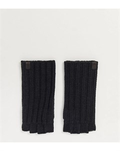 Черные меланжевые перчатки без пальцев в рубчик Allsaints