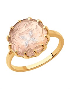 Кольцо из золота с бриллиантами и кварцем Sokolov