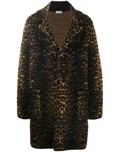 Однобортное пальто с леопардовым принтом Saint laurent