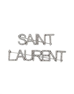 Брошь с логотипом и кристаллами Saint laurent