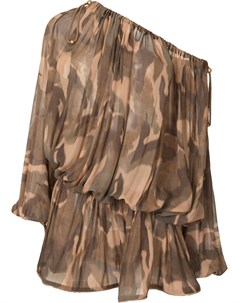 Платье мини с открытыми плечами и камуфляжным принтом Dion lee