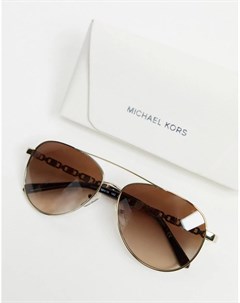 Темно коричневые солнцезащитные очки авиаторы Michael kors