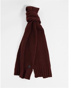 Теплый вязаный шарф темно красного цвета Allsaints