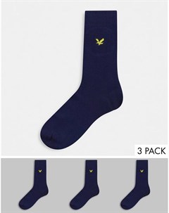 Набор из 3 пар темно синих носков Lyle & scott