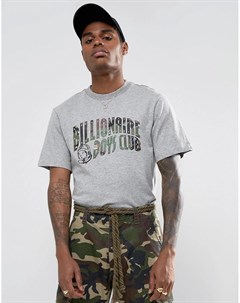 Серая футболка с камуфляжным принтом логотипа Billionaire boys club