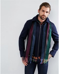 Меланжевый шерстяной шарф в разноцветную полоску Ps paul smith