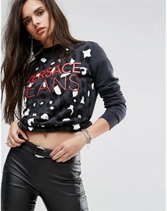 Свитшот с леопардовым принтом и логотипом Versace jeans