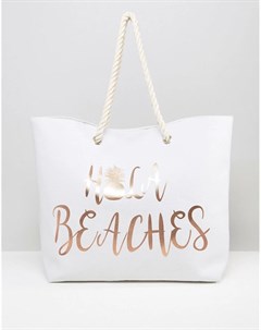 Пляжная сумка с золотистым принтом Hola Beaches South beach