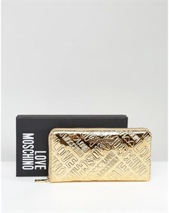 Золотистый кошелек с логотипом Love moschino