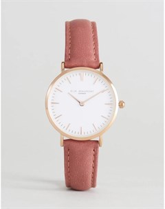 Часы с белым циферблатом и розовым ремешком Elie beaumont