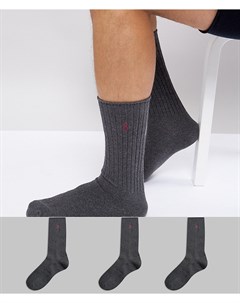 Набор из 3 пар темно серых хлопковых носков Polo ralph lauren
