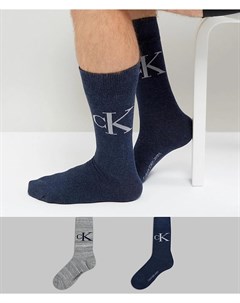 2 пары серых носков с логотипом Calvin klein