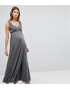 Платье макси с запахом и эффектом металлик Little mistress maternity