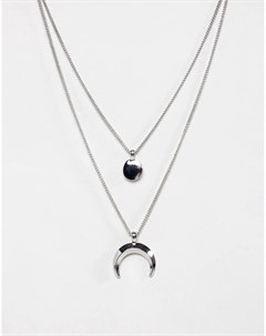 Серебристое ярусное ожерелье с подвесками Burton menswear