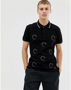 Черная футболка поло с принтом Cavalli class