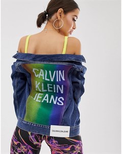Джинсовая куртка с радужной вставкой на спине Calvin klein jeans