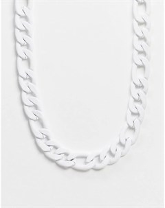 Белое массивное ожерелье с золотистой застежкой Chained & able