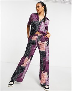 Атласные брюки в стиле пэчворк с принтом в виде бандан от комплекта Cd femme