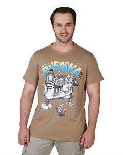 Муж футболка Рыбалка Светло коричневый р 48 Оптима трикотаж