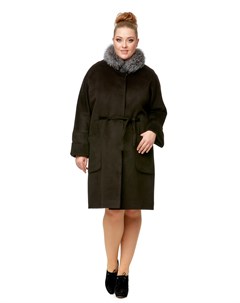 Женское пальто из текстиля с воротником отделка блюфрост Мосмеха
