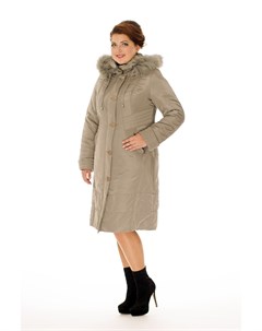 Женское пальто из текстиля с капюшоном отделка песец Мосмеха