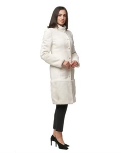 Женское пальто из текстиля с воротником отделка искусственный мех Мосмеха