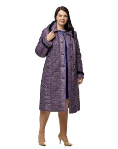 Женское пальто из текстиля с капюшоном отделка норка Мосмеха
