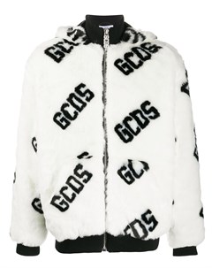 Куртка из искусственного меха с капюшоном и логотипом Gcds