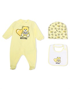 Комплект Teddy Bear из пижамы и нагрудника с шапкой Moschino kids