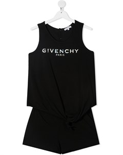 Клетчатый комбинезон без рукавов с логотипом Givenchy kids