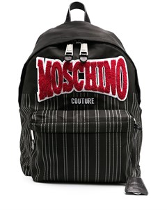 Полосатый рюкзак с нашивкой логотипом Moschino