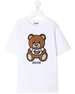 Футболка с круглым вырезом и нашивкой логотипом Moschino kids