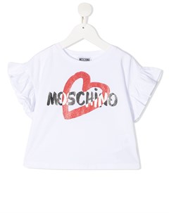 Футболка с оборками и логотипом Moschino kids