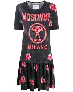 Многослойное платье футболка с логотипом Moschino