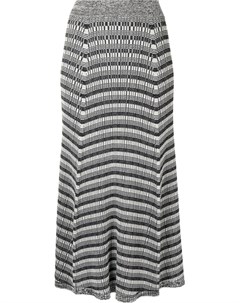 Трикотажная юбка в рубчик с контрастными полосками Proenza schouler white label