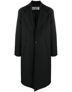 Однобортное пальто с нашивкой логотипом Versace jeans couture