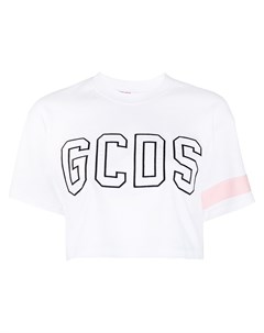 Укороченная футболка с вышитым логотипом Gcds