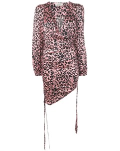 Присборенное платье мини с леопардовым принтом Laneus