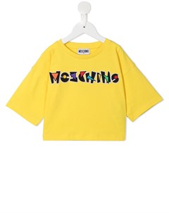 Футболка с вышитым логотипом Moschino kids