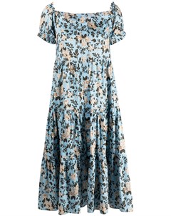 Платье с открытыми плечами и цветочным принтом Semicouture