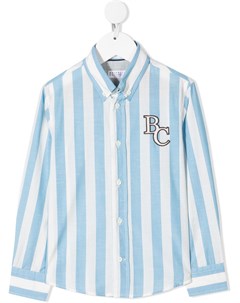 Полосатая рубашка с логотипом Brunello cucinelli kids