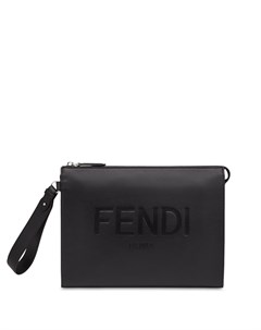 Клатч с тисненым логотипом и ремешком на запястье Fendi