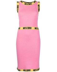 Трикотажное платье мини с логотипом Moschino