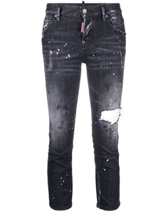 Укороченные джинсы с эффектом разбрызганной краски Dsquared2