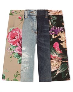 Джинсовые шорты с цветочным принтом Dolce & gabbana kids