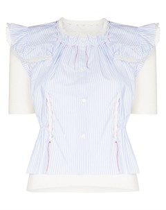 Блузка в тонкую полоску с оборками и короткими рукавами Maison margiela
