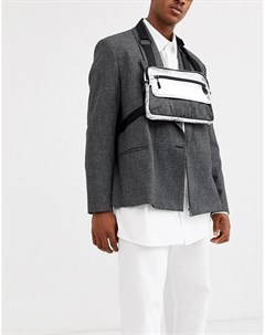 Серебристая сумка на грудь в стиле сбруи бандажа с сетчатой вставкой Asos design