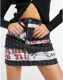Джинсовая мини юбка с принтом от комплекта Jaded london