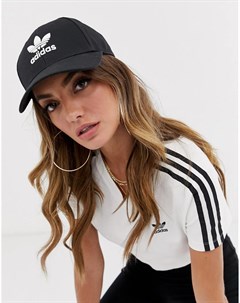 Черная кепка с логотипом трилистником Adidas originals