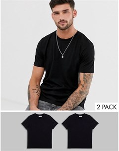 Набор из 2 черных футболок с круглым вырезом Topman
